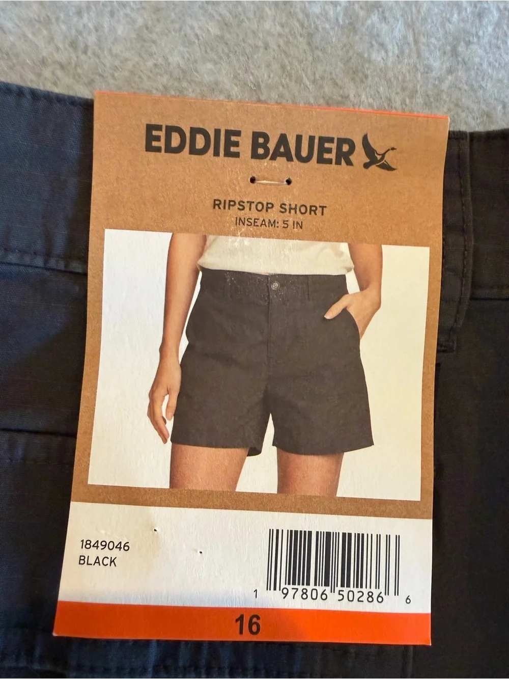 Eddie Bauer Ripstop Shorts Women’s 16 Dark Gray Hiking Outdoor Gorpcore NWT